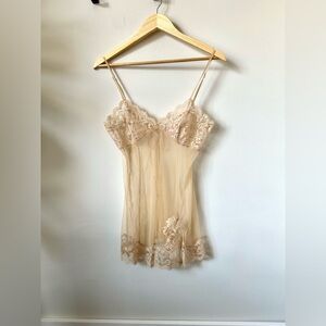 VTG Y2K Victoria Secret Slip Dainty Babydoll Coquette Lace Lingerie Dress Sz XS